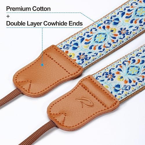 Padwa Lifestyle Plaid Camera Strap - 2" Wide Double Layer Cowhide Head,Cotton Camera Shoulder Straps thumbnail 2