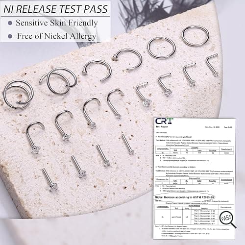 LOYALLOOK 18Pcs Nose Rings Studs - 316L Surgical Steel 14K Gold Plated Nose Studs Double Hoop Nose Ring for Women Men 18G/20G Nose Rings Stud Hypoallergenic Nose/Body Piercing Jewelry 1.5mm 2mm 2.5mm 3mm CZ thumbnail 5
