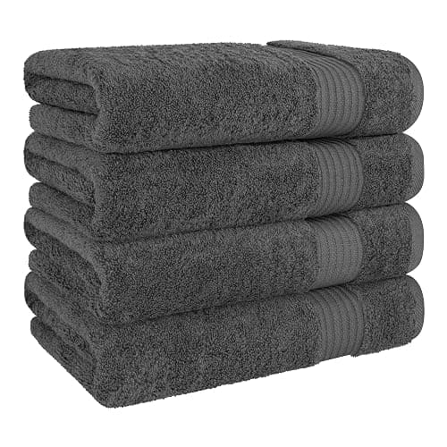 Cotton Paradise 4 Piece Turkish Bath Towels for Bathroom, Extra Large Soft Plush Towels Bathroom Set, Dark Gray thumbnail 6