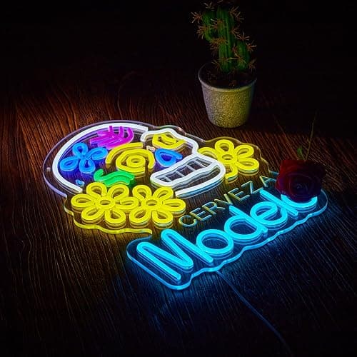 Yooyneon Neon Sign for Wall Décor Model Beer Bar Cerveza Neon Light Up Signs for Man Cave Pub Store Party Club LED Lights Decor thumbnail 6