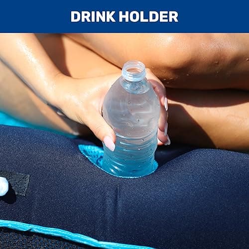 Aqua Campania Ultimate 2-in-1 Pool Float Lounge – Extra Large – Inflatable Pool Floats for Adults with Adjustable Backrest & Cupholder Caddy – Navy Hibiscus - Oversize Ultimate Lounge, 74"-90" Pineapple Hibiscus thumbnail 5