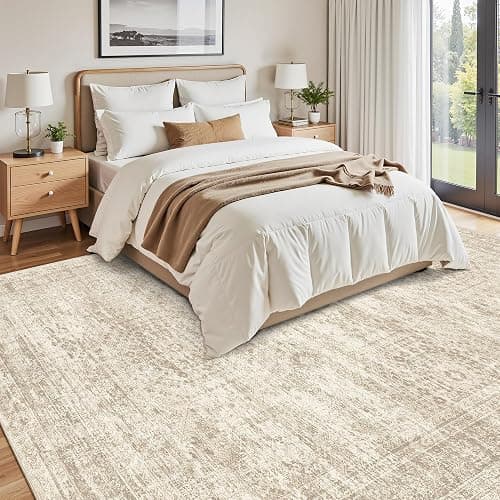 Soalmost Washable Area Rug 8x10, Large Soft Rugs for Living Room Vintage Beige Carpet 8x10 Area Rugs for Bedroom Dining Room Non-Slip Stain Resistant Under Table Rug thumbnail 8