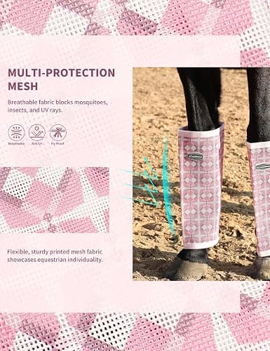 Tackmore Horse Fly Boots, Loose-Fitting Breathable Mesh Fly Leggings for Horses, Anti-Sag Stomp-Reducing Set of 4 thumbnail 2