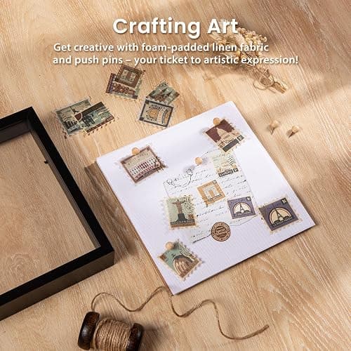 Califortree 8x8 Shadow Box Frame with Soft Linen Back - Push Pins Included, Memory Box Display Case for Flower, Tickets and 3D Items, Black thumbnail 4