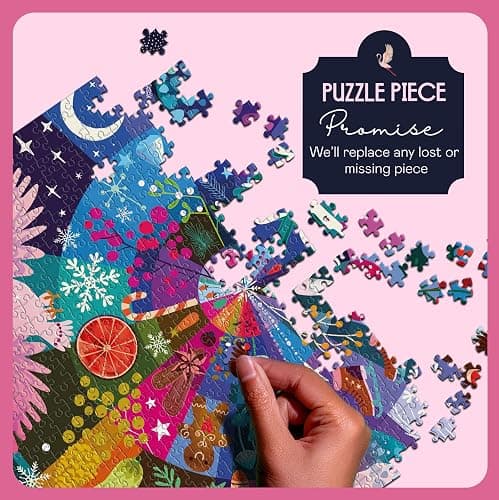 Elena Essex 'Winter Wheel' Puzzle for Adults 1000 Pieces, Christmas Puzzle 28" x 20", illustratded by Elena Essex, Thick & Sturdy Pieces, Challenging Activity for Adults, Unique Idea! thumbnail 6