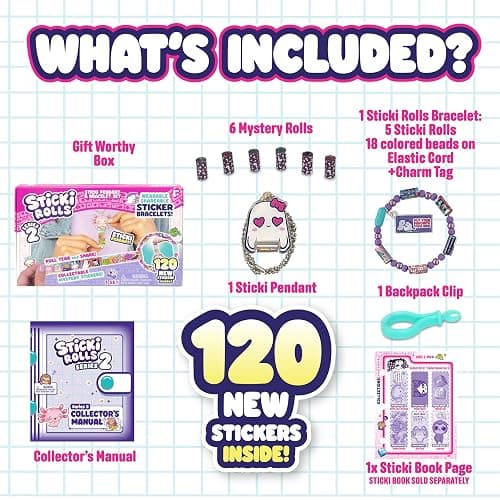 Sticki Rolls Pendant Pack | 120 Exclusive Wearable Shareable Stickers with Pendant and Bracelet | Collect and Share | Ages 5 and Up | Series 2 - Booboo thumbnail 4