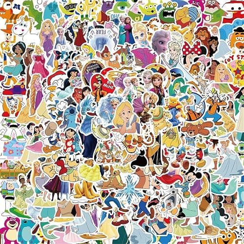 200Pcs Kids Stickers Pack Disney Princess Stickers Cute Cartoon Characters Deals Movie Decal Childrens Decorative Sticker for Kids Teens Adults Waterproof Sticker for Water Bottle Laptop Luggage thumbnail 3