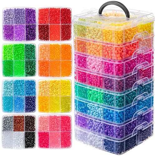 Umikk 10,000PCS Pony Beads Bulk, 48 Colors 6x9mm Plastic Kandi Beads for DIY Bracelet Making Hair Braiding Kandi Jewelry Key Chains Crafts Gifts (5.73LB, Shockproof Packaging) - Image 1