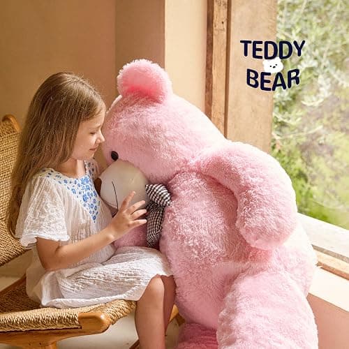 47 inch Big Giant Teddy Bear Stuffed Animals, Pink Soft Plush Life Size Bear Toy All Ages Gift for Children/Girlfriend/Valentine's Day/Christmas/Birthday/Baby Shower/Wedding/Party Decorations thumbnail 7