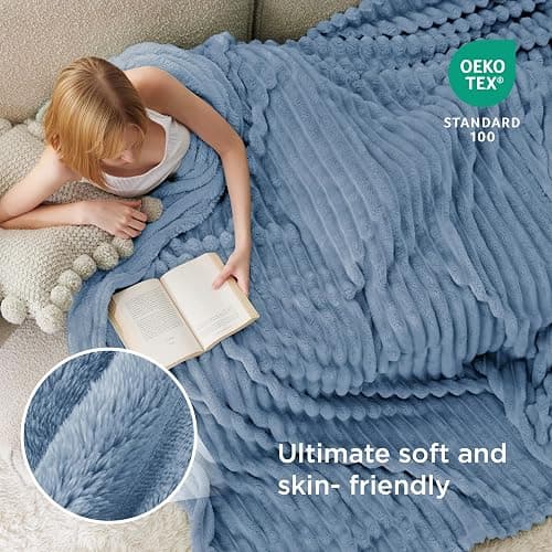 Bedsure GentleSoft King Blanket for Couch - Cozy Soft Blankets for Women, Cute Large Throws for Girls, Ashley Blue, 108x90 Inches thumbnail 4