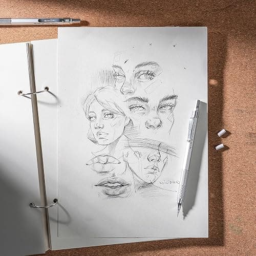 Nicpro 2 PCS Mechanical Pencil 0.5mm & 0.7 mm with Case, MP1000 Metal Artist Pencil Set with 6 Tubes HB Lead Refills, 3 Erasers, 9 Eraser Refills For Art Writing Drafting, Drawing, Sketch, Silver thumbnail 2