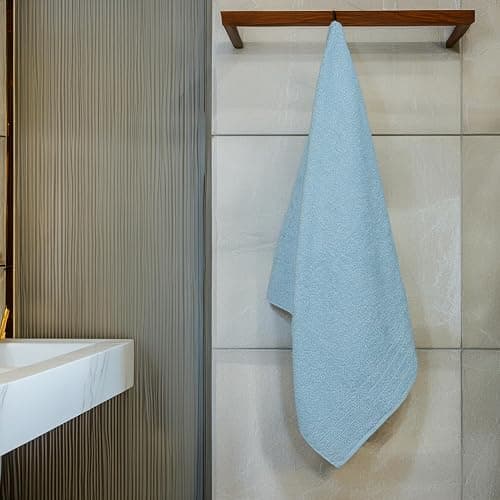 Tens Towels Pack of 4 Extra Large Bath Towels 30 x 60 Inches, 100% Cotton, Larger & Lighter Weight, Quicker to Dry, Super Soft and Absorbent, Perfect for Bathroom, Sky Blue thumbnail 7