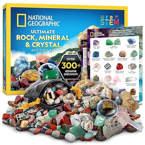National Geographic Rock Collection Box for Kids – 300+ Piece Gemstones and Crystals Set Includes Geodes and Real Crystals, Rocks and Minerals, Science Kit for Kids, A Geology Gift for Boys and Girls - Image 1