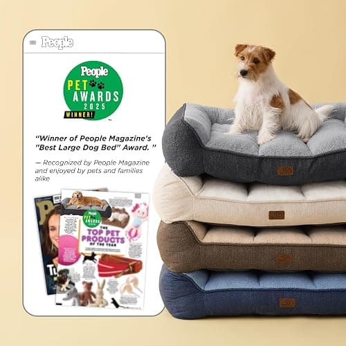 Bedsure SupportMax XL Orthopedic Dog Beds Large Sized Dog - Extra Thick Supportive Dogs Couch with Waterproof Washable Cover, Extra Large Comfort Pet Sofa with Soft Sherpa and Nonskid Bottom, Brown thumbnail 2