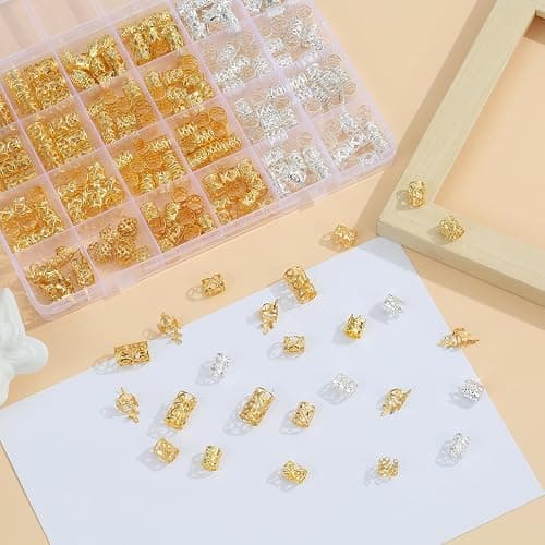 MODASER 220 Pcs Gold Hair Jewelry for Braids, 12 Styles Gold and Silver Hair Accessories Cuff for Braids and Dreadlocks, Adjustable Metal Rings Cuffs Clips for Dreadlock Accessory Jewelry Decorations thumbnail 4