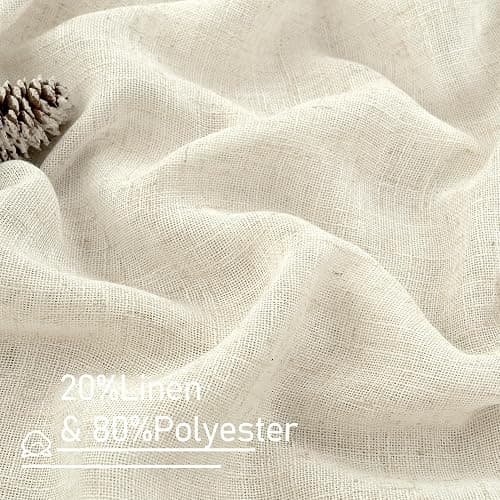 LAMIT Natural Ivory Semi Sheer Linen Curtains 84 inch Long, Cream White Light Filtering Living Room Panels Back Tab and Rod Pocket Neutral Drapes for Bedroom/Farmhouse, 2 Panels, 52 x 84 Inch thumbnail 5