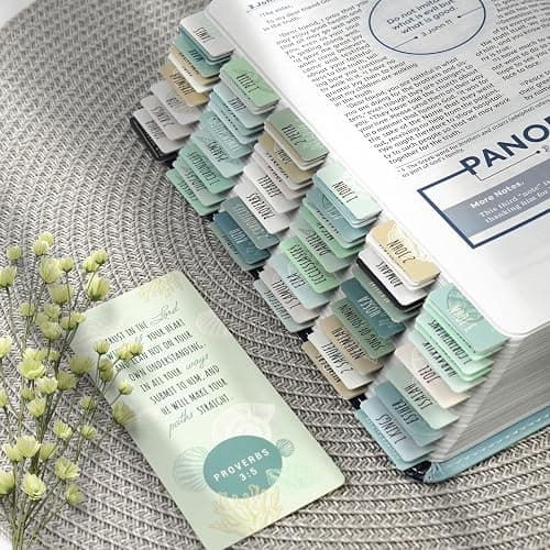 OFFILICIOUS Blue Bible Book Tabs, 100 Soft-Touch, Laminated Bible Tabs for Holy Bibles – Durable Tabs for Bible – Protestant & Catholic Bible Tabs Large Print, Bible Tabs for Women & Men thumbnail 7