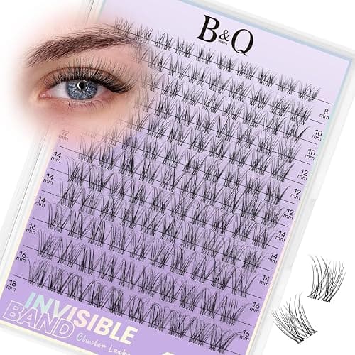 B&Q Flora Lash Clusters Invisible Band False Eyelashes Clusters Natural Cluster Eyelash Extensions Comfortable Individual Lashes Extension DIY Soft Eyelash Clusters （Flora-MIX8-18mm） - Image 1