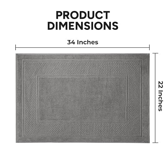 Avalon Towels Bath Mats for Bathroom - Absorbent Bathroom Mats Quick Dry Bath Mat - 100% Cotton Bath Mats Soft Bathroom Floor Mat - Grey Bath Mat Absorbent Bath Mat Set of 2 (22x34 Inches) thumbnail 3
