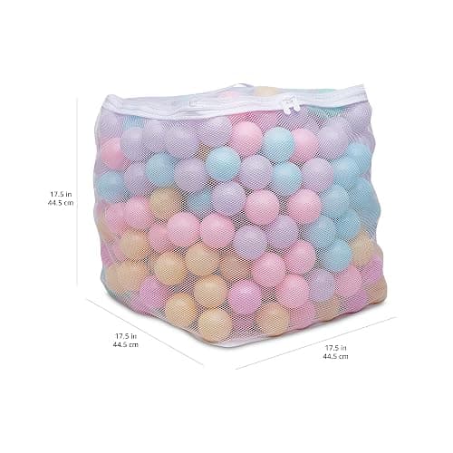 Amazon Basics BPA Free Crush-Proof Plastic Ball, Pit Balls with Storage Bag, Toddlers Kids 12+ Months, Pack of 400 Balls, 6 Pastel Colors - 400 Balls - 6 Pastel Colors thumbnail 2