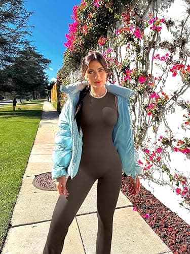 OQQ Women Yoga Jumpsuits Ribbed Crew Neck Sleeveless Bell Bottoms Flare Jumpsuits thumbnail 6