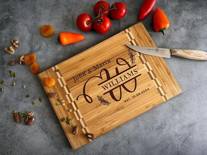 Personalized Cutting Boards – Personalized Cutting Boards Wood Engraved – Lovely Birthday, Anniversary, Bridal Shower, Wedding Present – Custom Christmas gift- House warming Gift - USA Handmade thumbnail 3