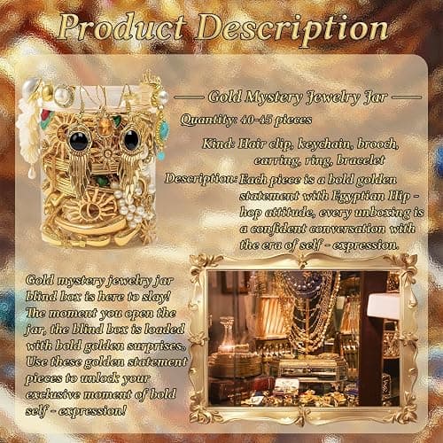 SMUOBT Mystery Jewelry Jar Bundle - Surprise Vintage Jewelry Box for Women,Gift Jewelry Set (Necklace, Earrings, Rings,Kracelet,Keychain) - Unique Birthday Gift for Women thumbnail 5