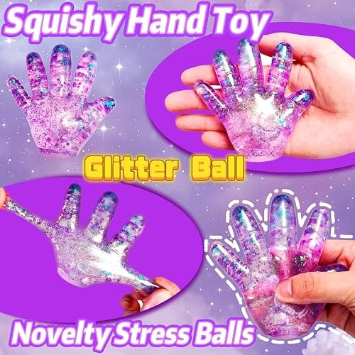 1Pcs Novelty Fake Hand Purple Squishy Fidget Toys Stress Balls for Kids Adults Sugar Ball Fidgets Sensory Toys Party Favors for Kids Squeeze Toy Stress Relief Toy Squeeze Squishy Ball (Purple) thumbnail 3