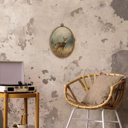 fZSZSD Rustic Farmhouse Deer Oval Wall Art Decor, Vintage Country Deer Oval Framed Canvas Art Prints, Moody Cottagecore Wild Animal Wall Hanging Decor for Home Bedroom Living Room, 8.5x11.5 Inch thumbnail 4