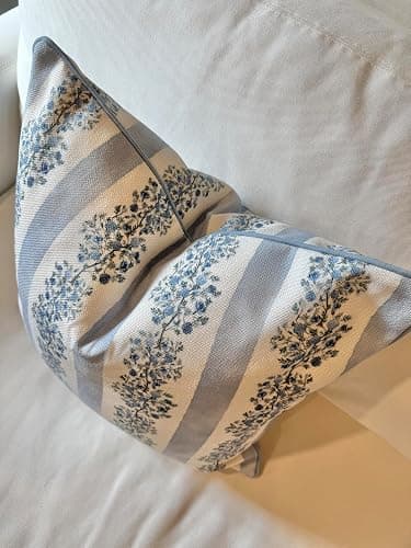 Jillien Harbor “The Juliet” Floral Block Print Pillow Cover – Soft Blue and Off-White Decorative Throw Pillow Cover – Grandmillennial Home Decor, 20" x 20" thumbnail 5
