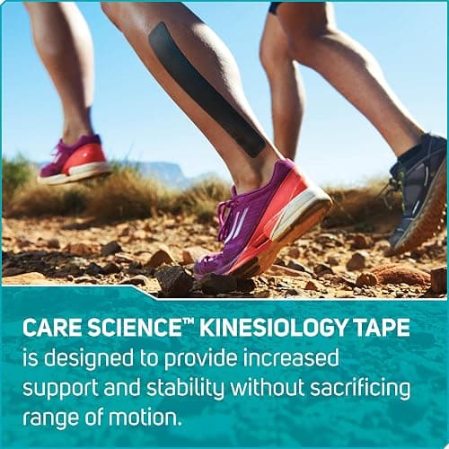 Care Science Waterproof Kinesiology Tape, 40 ct Precut Strips (2 Rolls), Black | Elastic Sports & Weightlifting Tape Supports Muscles & Joints. Water Resistant thumbnail 3