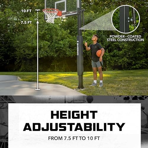 Silverback In-Ground Basketball Hoops, Adjustable Height Tempered Glass Backboard and Pro-Style Flex Rim. - Multiple Styles Available thumbnail 5