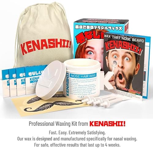 KENASHII Nose Wax Kit | 100 g Wax, 24 Applicators | Hair Removal Kit for Men and Women | Includes Balm Wipes and Mustache Guards | Lasts up to 5 Weeks thumbnail 3