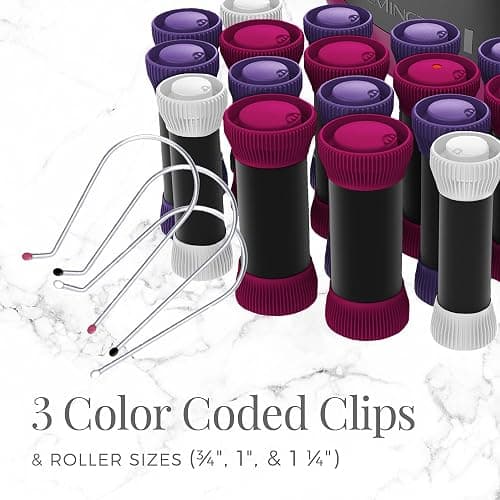 Remington Ionic Conditioning Hair Setter, 20 Velvet Hair Rollers, 6 Large (1¼”), 10 Medium (1"), 4 Small (¾”), Blowout Style Hair Curlers thumbnail 4