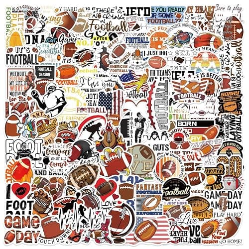 100pcs Football Stickers for Water Bottle, American Football Rugby Vinyl Waterproof Decal for Boy Teen Adult Laptop Phone Skateboard Guitar Luggage Notebook Helmet thumbnail 9