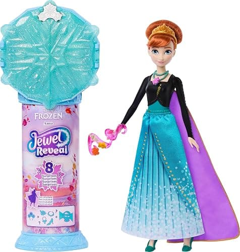Mattel Disney Frozen Anna Fashion Doll & Accessories with 8 Surprises, Including Snowflake Gem Box, Ring for Child & 9 Play Pieces, Inspired by Movie - Image 1