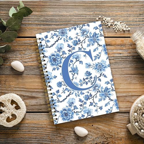 NaZaUK Blue Initial C Custom Notebook Journal, Personalized Teen Girl Gifts, Journal for Teen Girls, Monogrammed Gifts for Women Teen Girls, Custom Journal, College Ruled Spiral Notebook 5.5 x 8.3 thumbnail 4