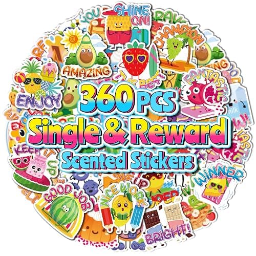 360PCS Scratch and Sniff Stickers, Large Scented Stickers for Kids | Single Smelly Incentive Motivationa, Bigger Prize for Student Teacher Classroom Must Haves, School Supplies, Reward Chart - Image 1
