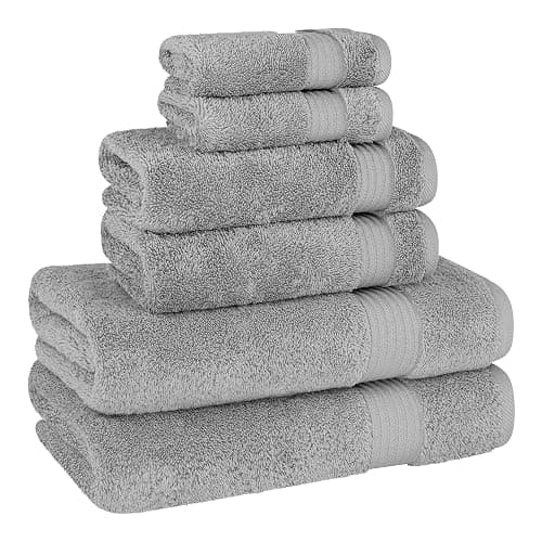Cotton Paradise 6 Piece Towel Set 100% Cotton Soft Absorbent Turkish Towels for Bathroom 2 Bath Towels 2 Hand Towels 2 Washcloths Light Gray Towel Set - 6 Piece Bath Towel Set - Light Grey thumbnail 5
