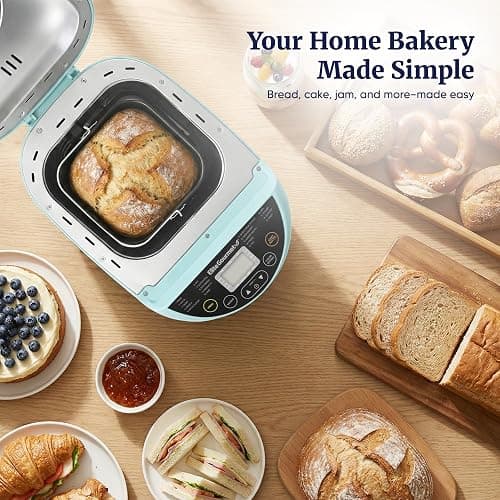 Elite Gourmet Programmable Bread Maker, 2 Lb, 3 Sizes, 19 Presets, Mint | Features Gluten-Free, Dough and Jam Presets Plus a Delay Timer thumbnail 7