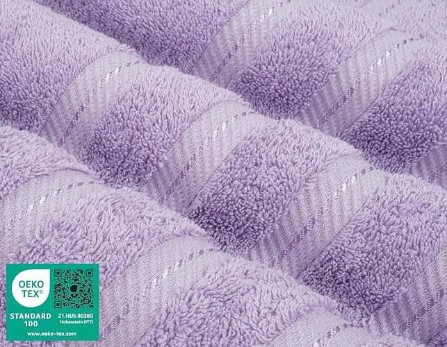 American Soft Linen Luxury 6 Piece Towel Set, 2 Bath Towels 2 Hand Towel 2 Washcloths, 600 GSM 100% Cotton Turkish Towels for Bathroom, Lilac Towel Sets thumbnail 3