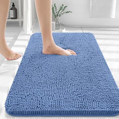 OLANLY Bathroom Rugs 30x20, Extra Soft Absorbent Chenille Bath Rugs, Rubber Backing Quick Dry, Machine Washable Bath Mats for Bathroom Floor, Tub and Shower, Home Decor Accessories, Cornflower Blue thumbnail 2
