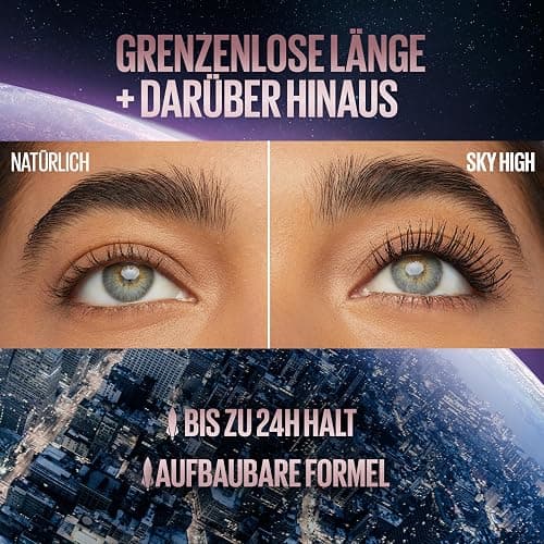 Maybelline New York Schwarze Wimperntusche für extrem lange Wimpern, Lash Sensational Sky High Mascara, Very Black, 7,2 ml thumbnail 3
