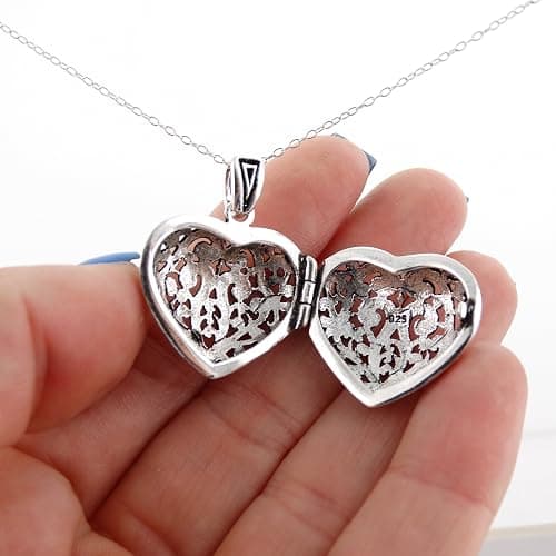 FashionJunkie4Life Sterling Silver Locket Necklaces for Women, 18" Cable Chain thumbnail 3