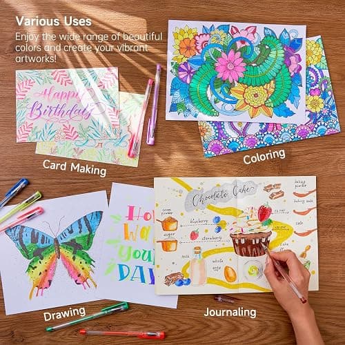 Lineon Gel Pens 108 Colours Gel Pen Set for Adult Colouring Books Art Markers thumbnail 4
