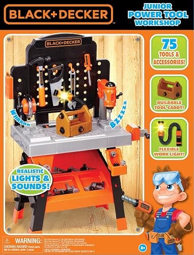 JAKKS Pacific Black+Decker Kids Workbench - Power Tools Workshop - Build Your Own Toy Tool Box – 75 Realistic Toy Tools and Accessories [Amazon Exclusive] thumbnail 7