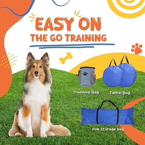Agility Training Equipment for Dogs,Dog Agility Equipment for Backyard&Indoor Training-Professional Backyard Course with Adjustable Jumps,Collapsible Tunnel,Storage Bags&Toys (Blue, 13 PCS SET) thumbnail 3