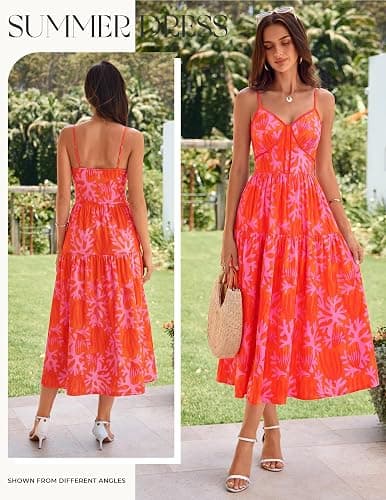 GRACE KARIN 2026 Women's Spaghetti Strap Resort Wear, Summer Beach Maxi Sundress, Floral Vacation Dresses with Pockets thumbnail 2