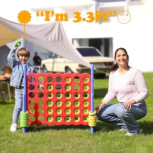 SDADI Jumbo 4 in a Row Game, 4-to-Score Giant Game Set with Adjustable Height (2.5-3.5 FT) for Kids & Adults, Indoor/Outdoor Connect Game with Quick-Release Slider, Perfect for Family and Party Games - Blue thumbnail 8