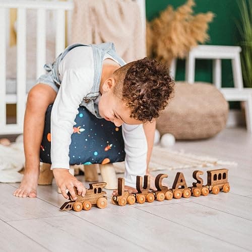 Personalized Wooden Name Alphabet Train with Name Letters Educational Toys Unique 1st Birthady Gift Easter Present thumbnail 3